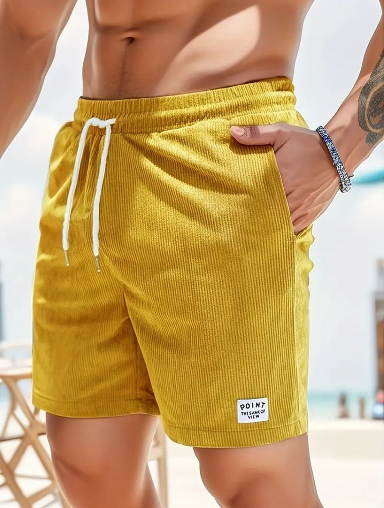 Shorts mit Kordelzug und Schnürung für den Sommer, aus Cord, kurze Sporthose für Herren