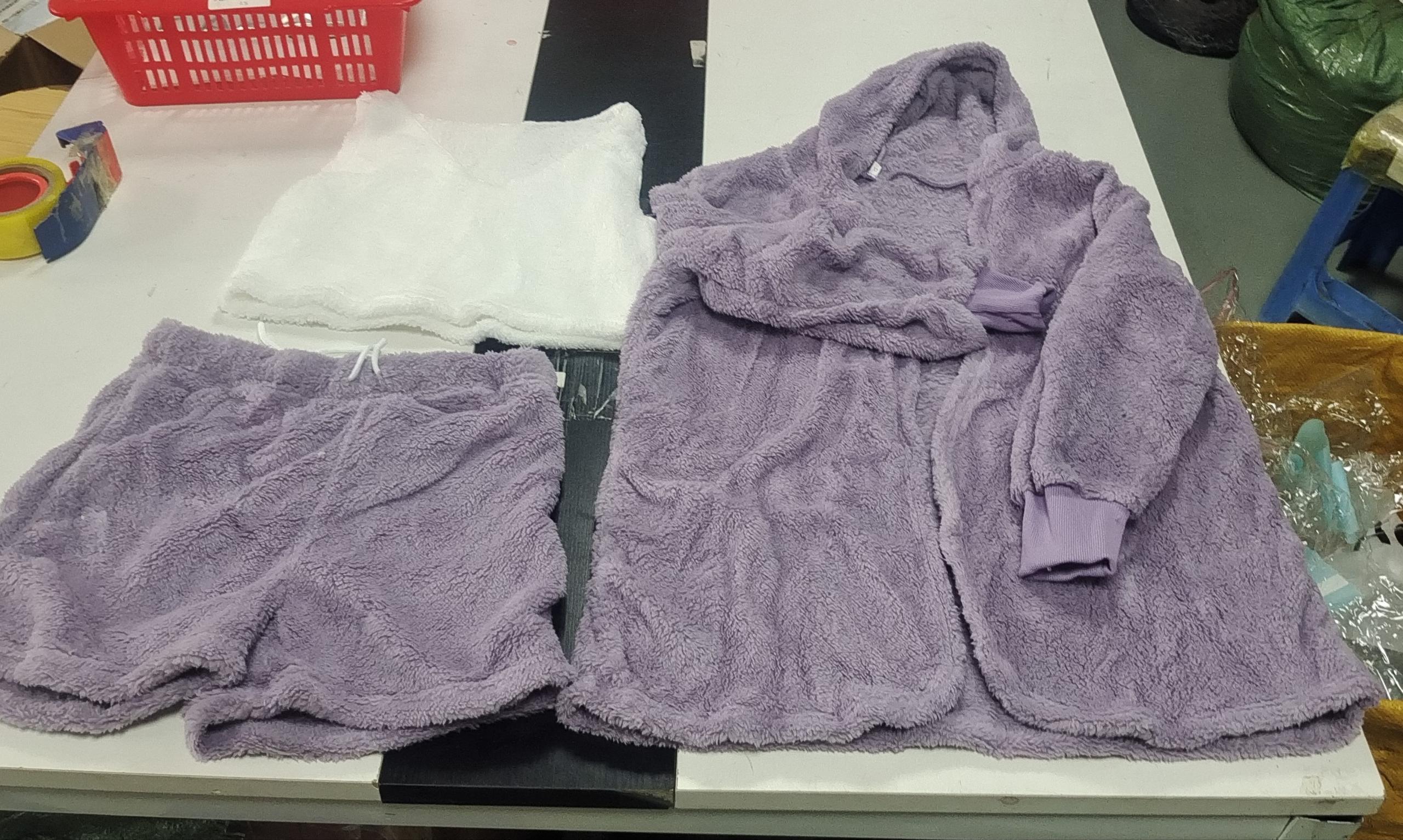 3-teiliges Pyjama-Set für Damen, langärmelig, bauchfreies Tanktop und Shorts mit Kordelzug