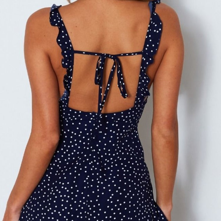 Polka-dot Strappy Kleid Frauen Sommer Mode Strand Sommerkleid