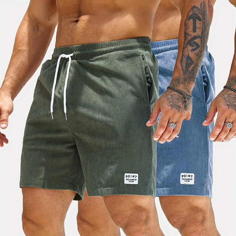 Shorts mit Kordelzug und Schnürung für den Sommer, aus Cord, kurze Sporthose für Herren