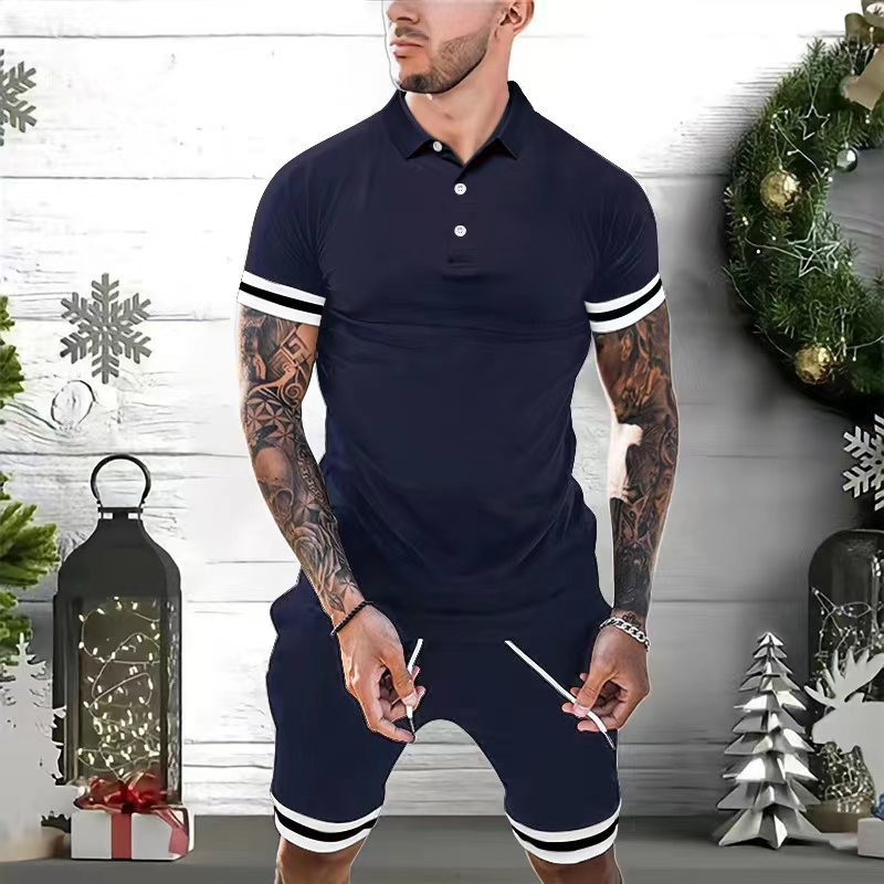 Kurze Sets für Herren, 2-teiliges Outfit, Poloshirt, modischer Sommer-Trainingsanzug, lässiges Set mit kurzen Ärmeln und Shorts für Männer