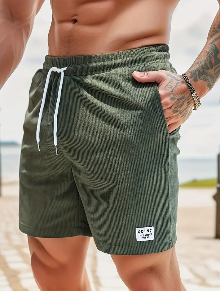 Shorts mit Kordelzug und Schnürung für den Sommer, aus Cord, kurze Sporthose für Herren