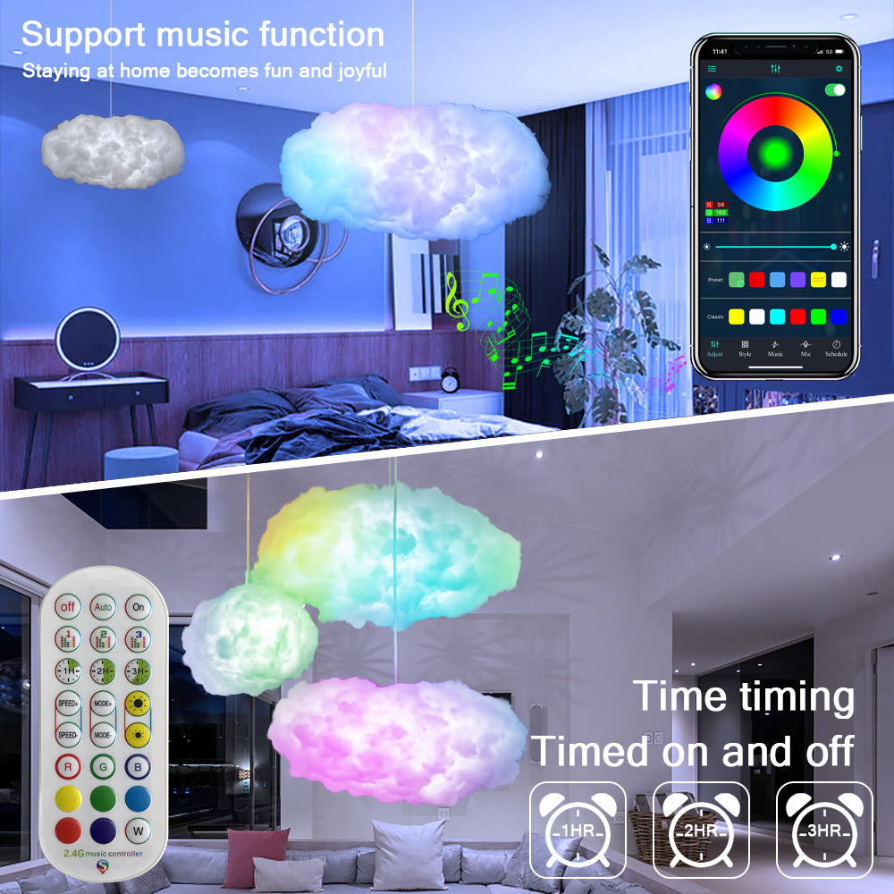 USB-Wolkenlicht-App-Steuerung Musiksynchronisation 3D RGBIC Umgebungslicht Blitzsimulation Wolken Schlafzimmer Zimmerlicht